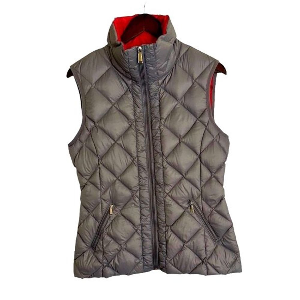 BCBGeneration gray/pink zippered puffer vest women medium